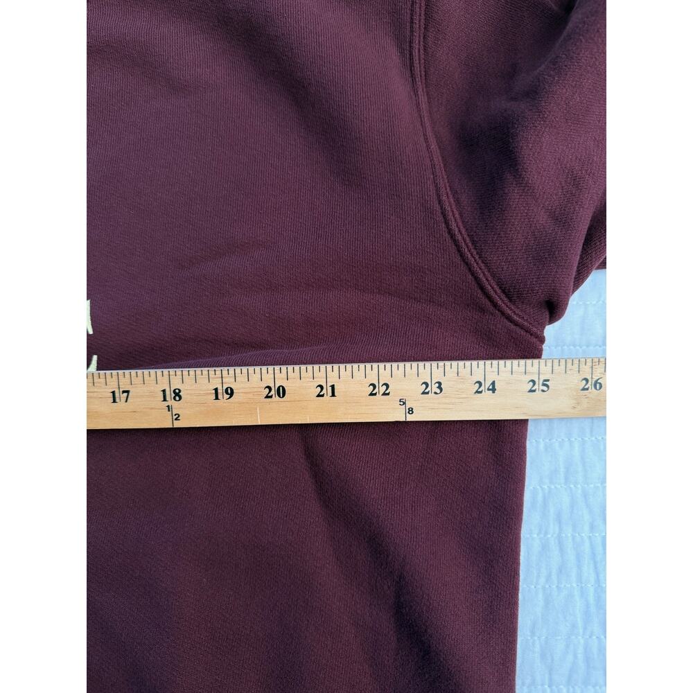 People Of Leisure Sweatshirt Womens Large Red Wine & Blue Graphic Crewneck - Picture 5 of 7